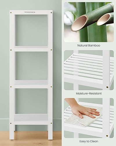 Miniatura 5 de SONGMICS - Estante de bambú de 4 niveles, estante estrecho, de almacenamiento multifuncional, esquinero, para cocina, sala, dormitorio, entrada,