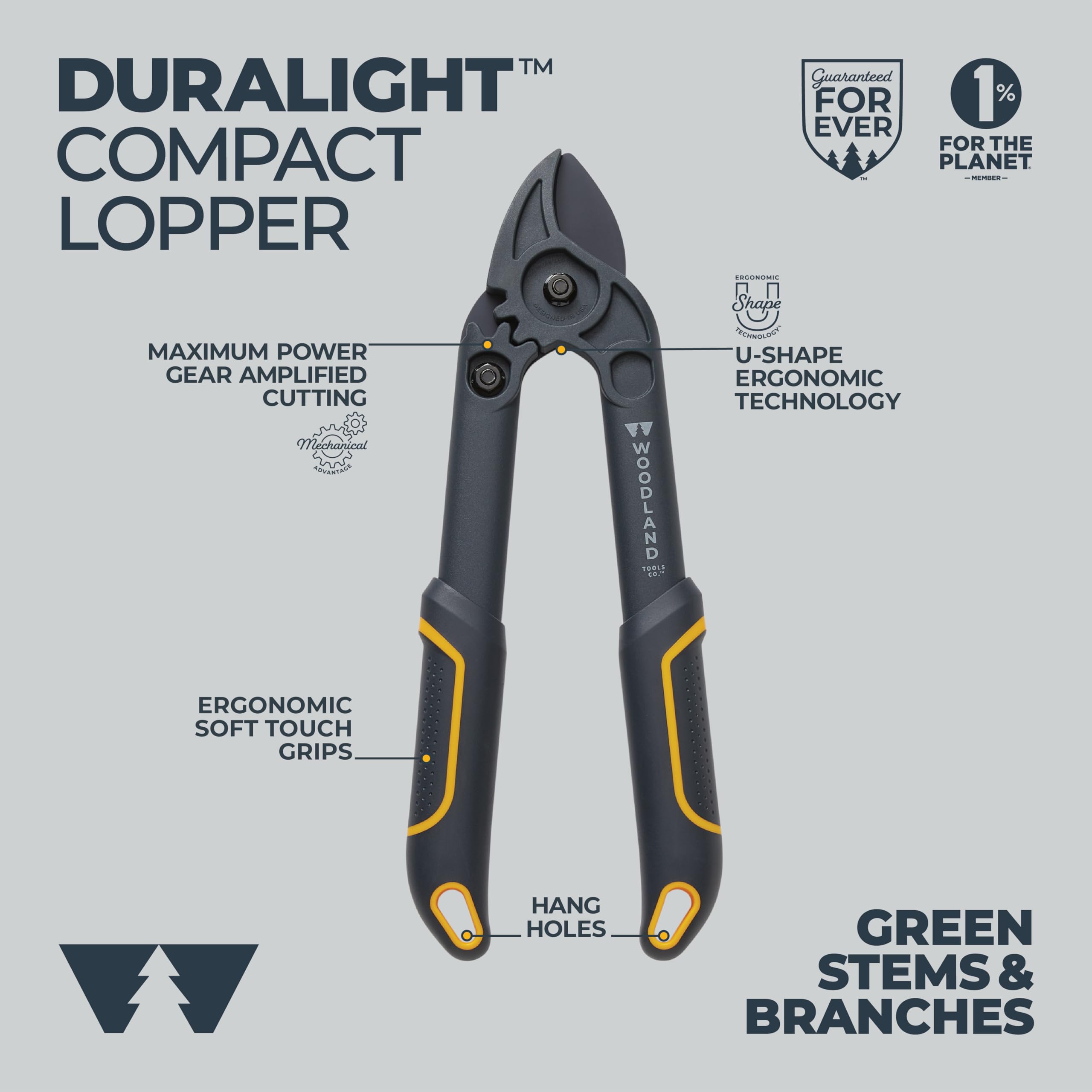 Woodland Tools Co. Duralight Przenośny mini sekator, nożyce do drzew, przycinarka do gałęzi, lekkie nożyce do ogrodnictwa, obcinacz do kończyn, do suchego martwego wzrostu (25-3004-100)