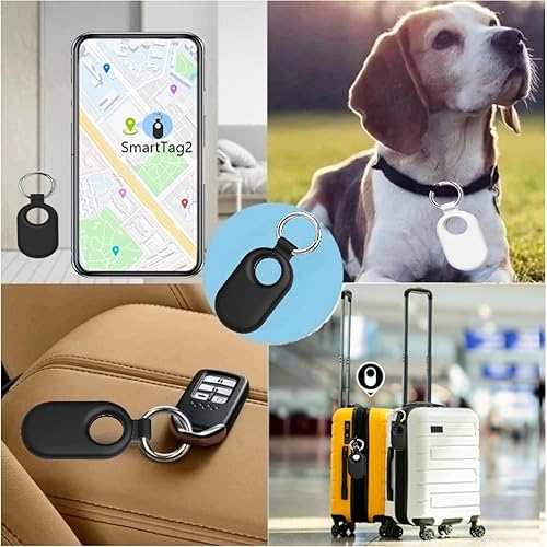 Miniatura 6 de Bingcok - Paquete de 2 fundas de silicona de cuerpo completo a prueba de golpes diseñadas para Samsung Galaxy SmartTag2, funda con llavero Smart Tag