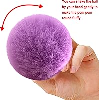 Vista 4 de BQTQ 40 pompones de piel sintética con lazo elástico, pompones esponjosos de piel sintética de conejo para sombreros, gorros, zapatos, bufandas