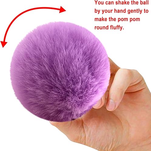 Miniatura 4 de BQTQ 40 pompones de piel sintética con lazo elástico, pompones esponjosos de piel sintética de conejo para sombreros, gorros, zapatos, bufandas,