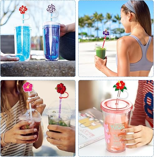 Miniatura 7 de Tapas de popote de silicona para vasos con asa, protector de tapones a prueba de polvo, reutilizables y portátiles, tapas para popotes (tapa de paja