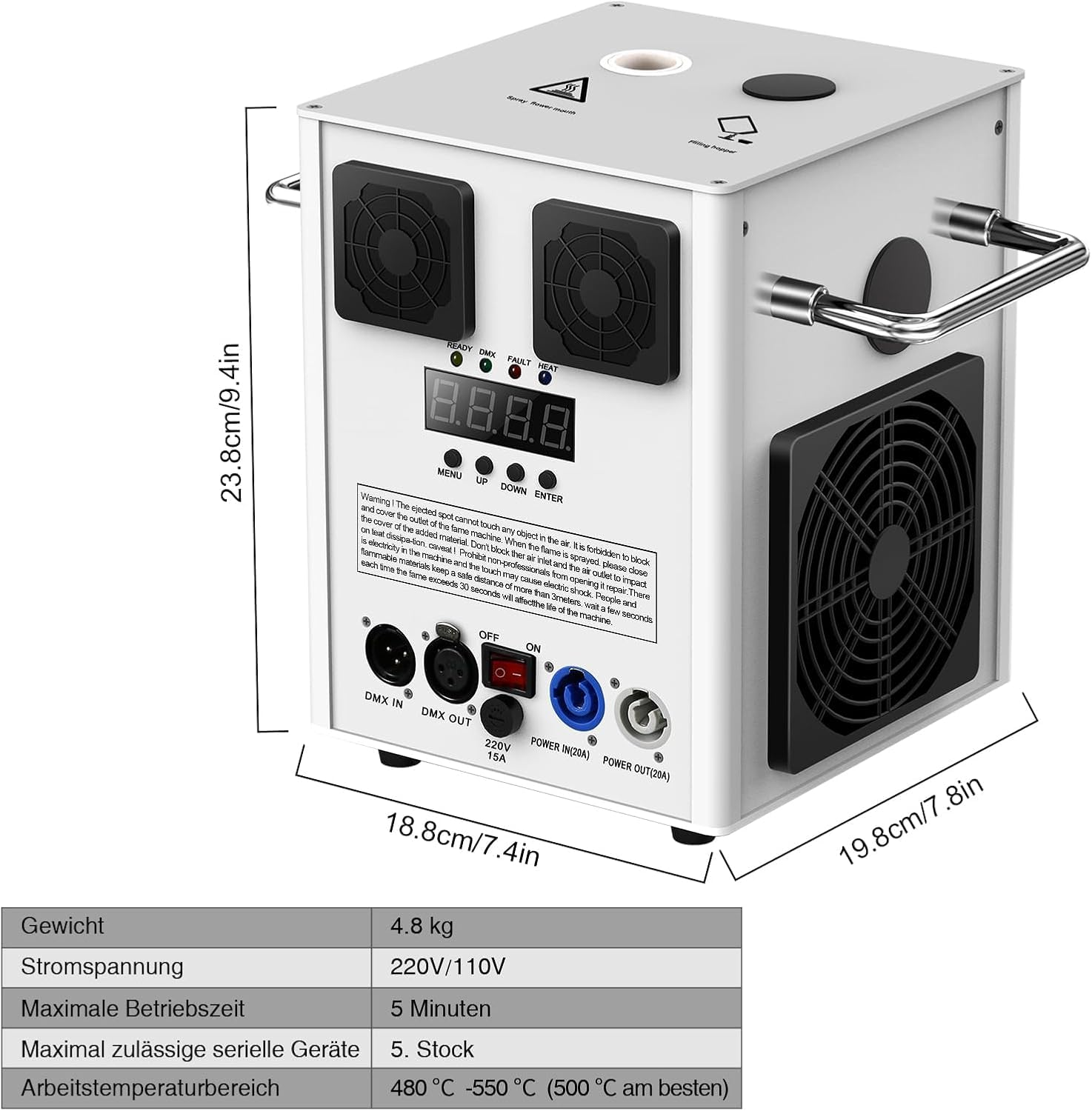 Pyrotechnikmaschinen, 2PC 700W DMX Cold Spark Maschine mit Flightcase, Fernsteuerung für Halloween Weihnachten Hochzeiten Sportveranstaltungen
