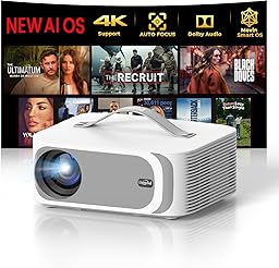 [5000+ Official-Apps & AI Auto Focus & 50W Dolby Audio] Outdoor-Projector-4k with WiFi and Bluetooth, AI Movin 2.0 OS Smart Projector with HDR10+, Lisowod Portable 4K Proyector 2026 Upgraded