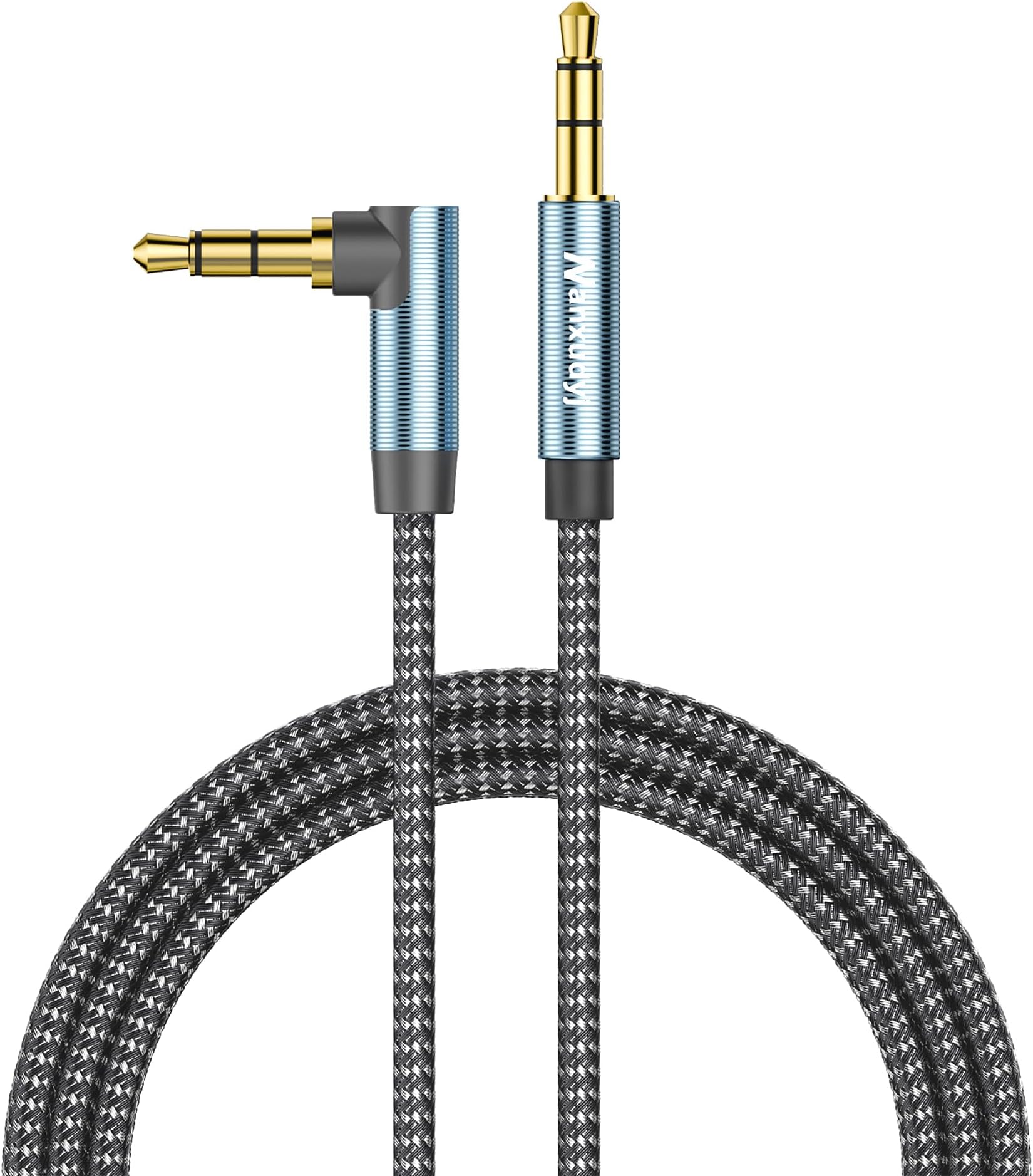6ft/1.8M 3.5mm Audio Cable, 90 Degree Right Angle, 24K Gold Plated, Compatible with Headphones, Tablets, Speakers, Xbox, PS4, MP3 Players