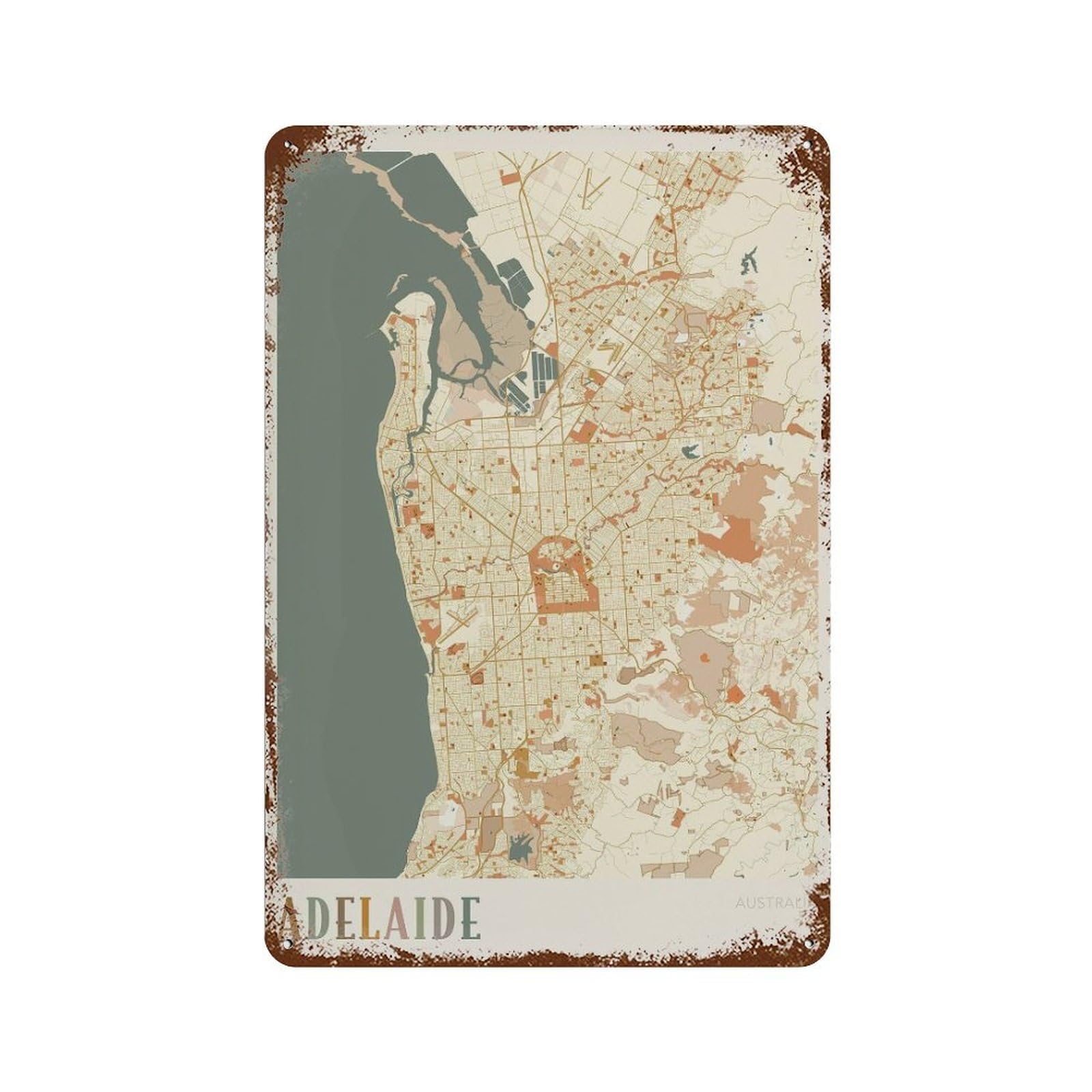 xiaoxiaoshen Adelaide Map Australia Boho (2) Wall Decor Art Metal Tin Poster Modern Home Decor Art Home Bar Shop Decorations Vintage Sign 30x20cm