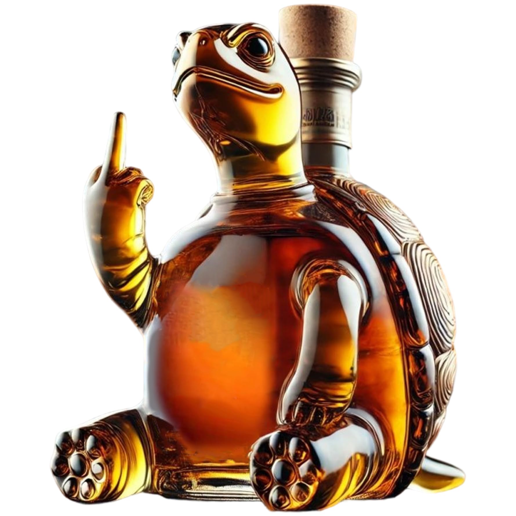 Carafe à Whisky 350 ML Motif Tortue avec Majeur Flacon à Whisky en Verre Transparent 13 x 13 x 18 cm avec Bouchon idéal comme Cadeau.