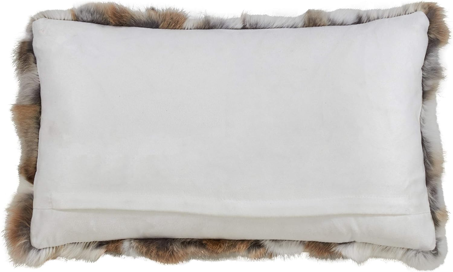 SARO LIFESTYLE Lucky Collection Rabbit Fur Throw Poly Filled Pillow, 12" x 20", Natural