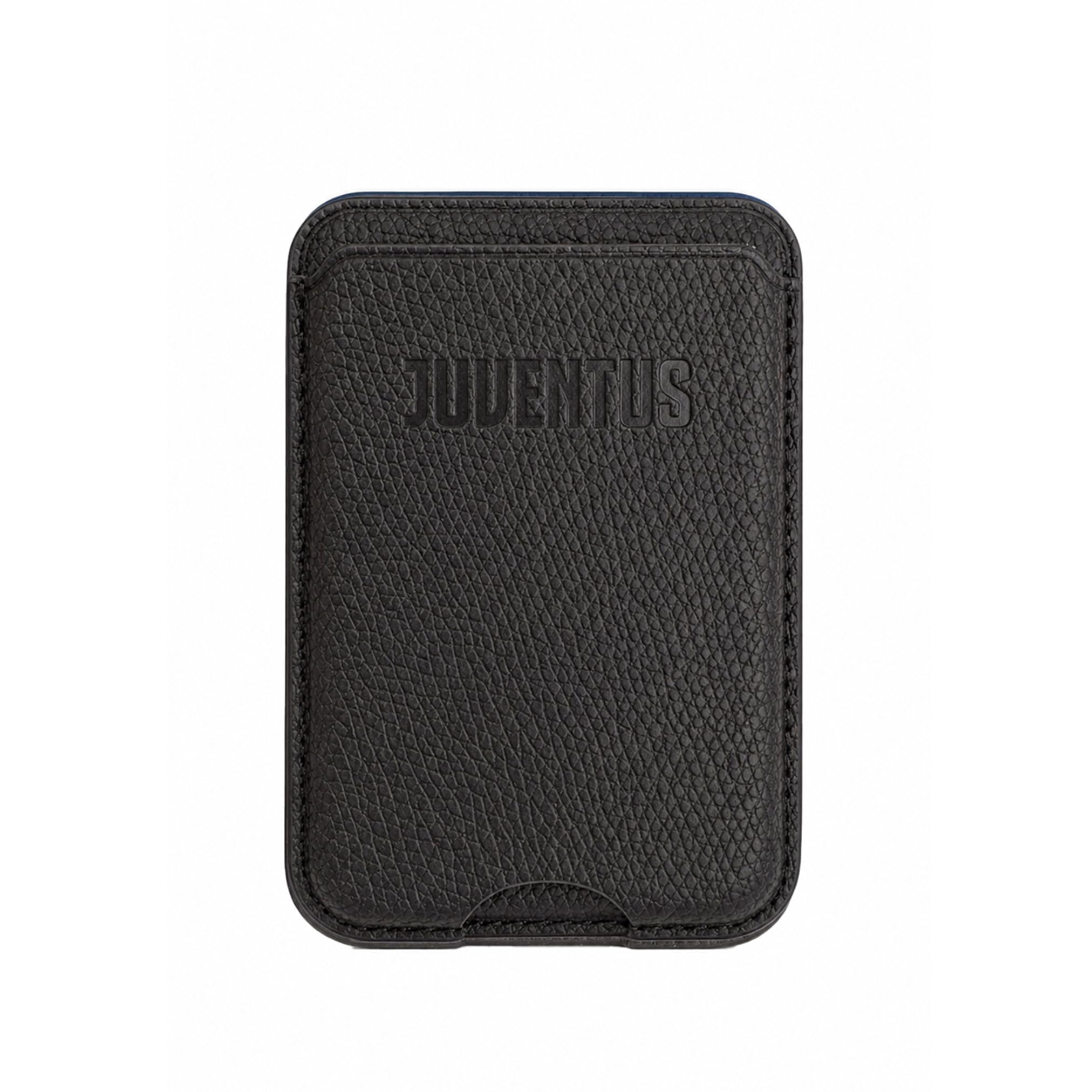 TECHMADE Juventus Portacarte Compatibile MagSafe per iPhone, Anello Adattatore Incluso - Spazio per 3 Carte o Contanti, Sistema di Estrazione Rapida - Blocco RFID, in Eco-Pelle Vegana (NERO)