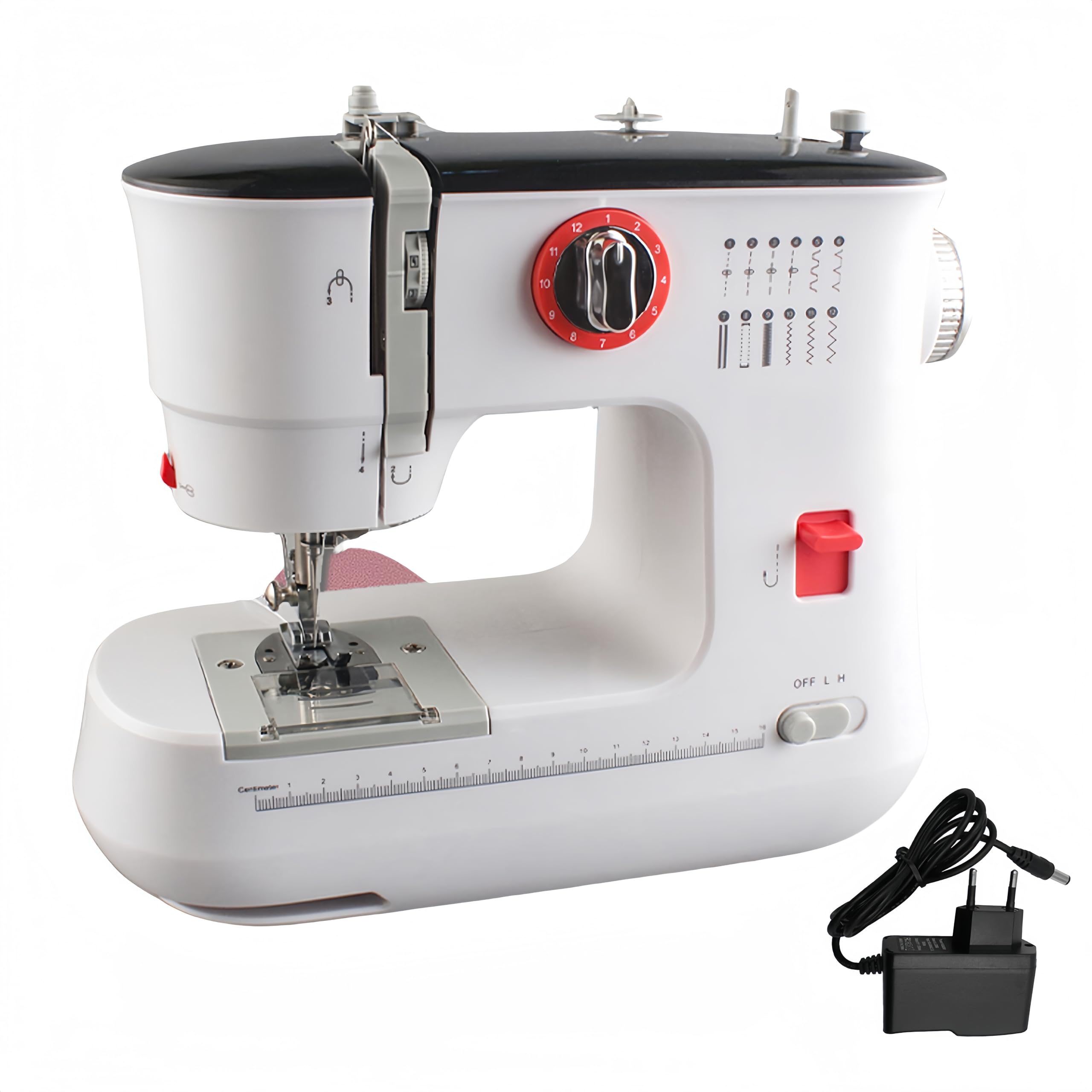 519 Macchina per Cucire Elettrica Portatile per Principianti e Uso Domestico, 12 Funzioni Cucito, Infila Ago Automatico, Ideale per Vestiti, Tende, Fai da te e Progetti