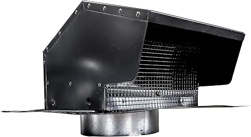 Builder's Best 84033 Tapa de ventilación de techo de acero galvanizado con amortiguador y pantalla extraíble, cuello de 6 pulgadas de diámetro,