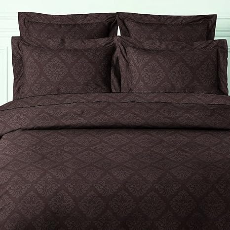 Divine Homes 220 TC Premium Embossed Italian Glace Cotton Solid Color Textured Double Bed Sheet with 2 Large Size Pillow Covers; Coffee; 90x100 inches and 18x28 inches Pillow Covers