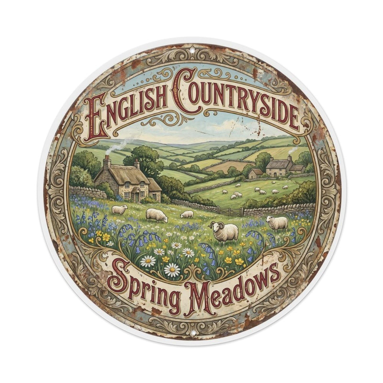 Vintage Travel English Countryside Spring Metal Tin Sign