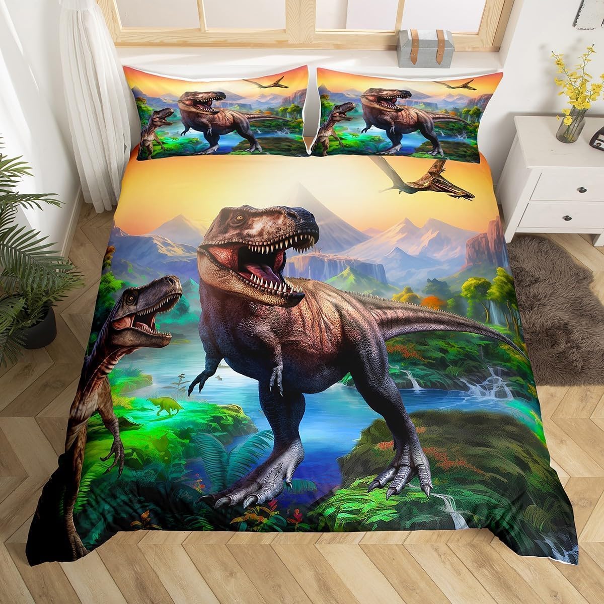 Housse de couette 90x190 dinosaure pour transformer la chambre d'un ado passionné