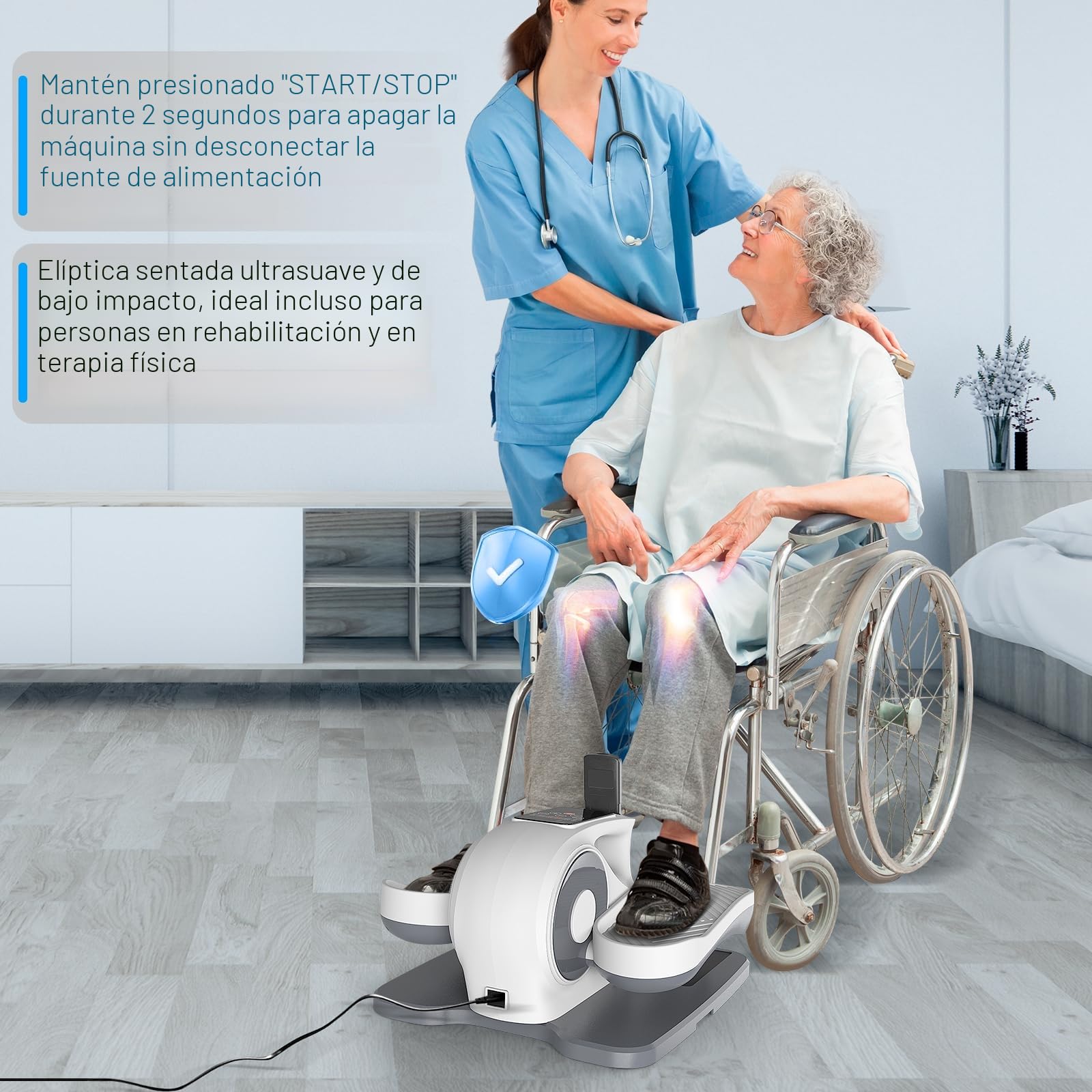 Máquinas elípticas para fitness, ejercitador de pedales eléctricos, bicicleta debajo del escritorio con pantalla de visualización y control remoto, mini entrenador elíptico, ejercitador de