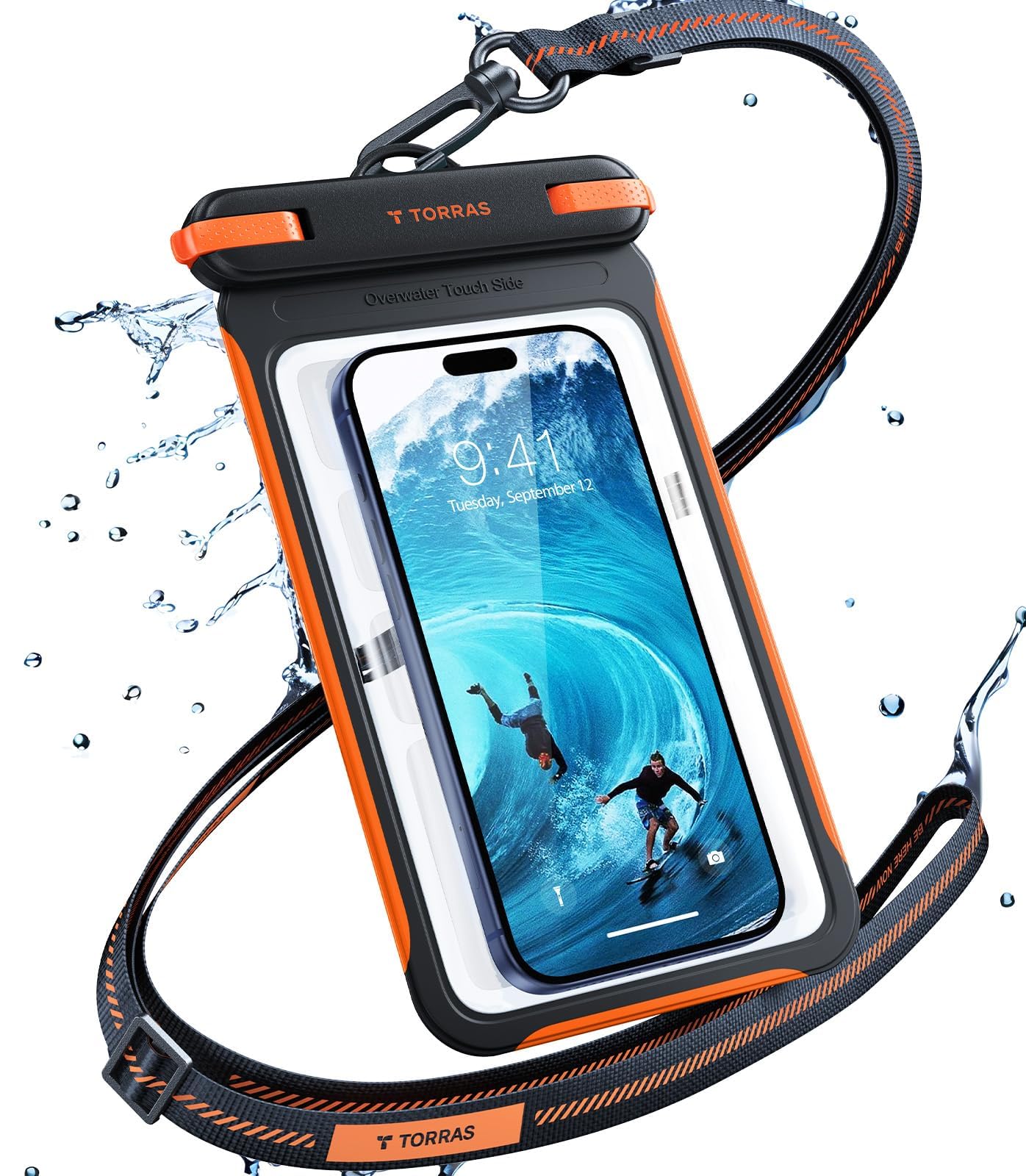 TORRAS IP68 Pochette Téléphone Portable Étanche [Double Poche], Housse sous-Marine Imperméable pour Natation Et Plongée Profonde, pour Smartphones Jusqu’à 7,9 Pouces – Noir