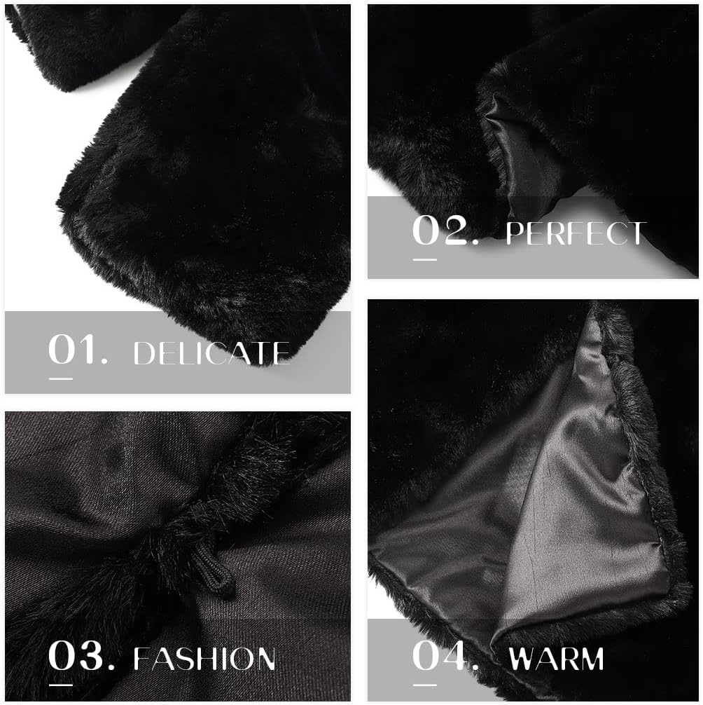 Edary Women Faux Fur Jacket Long Sleeve Coat Open Front Fur Coat Winter Warm Shaggy Faux Fur Parka for Women and Girl - Image 7