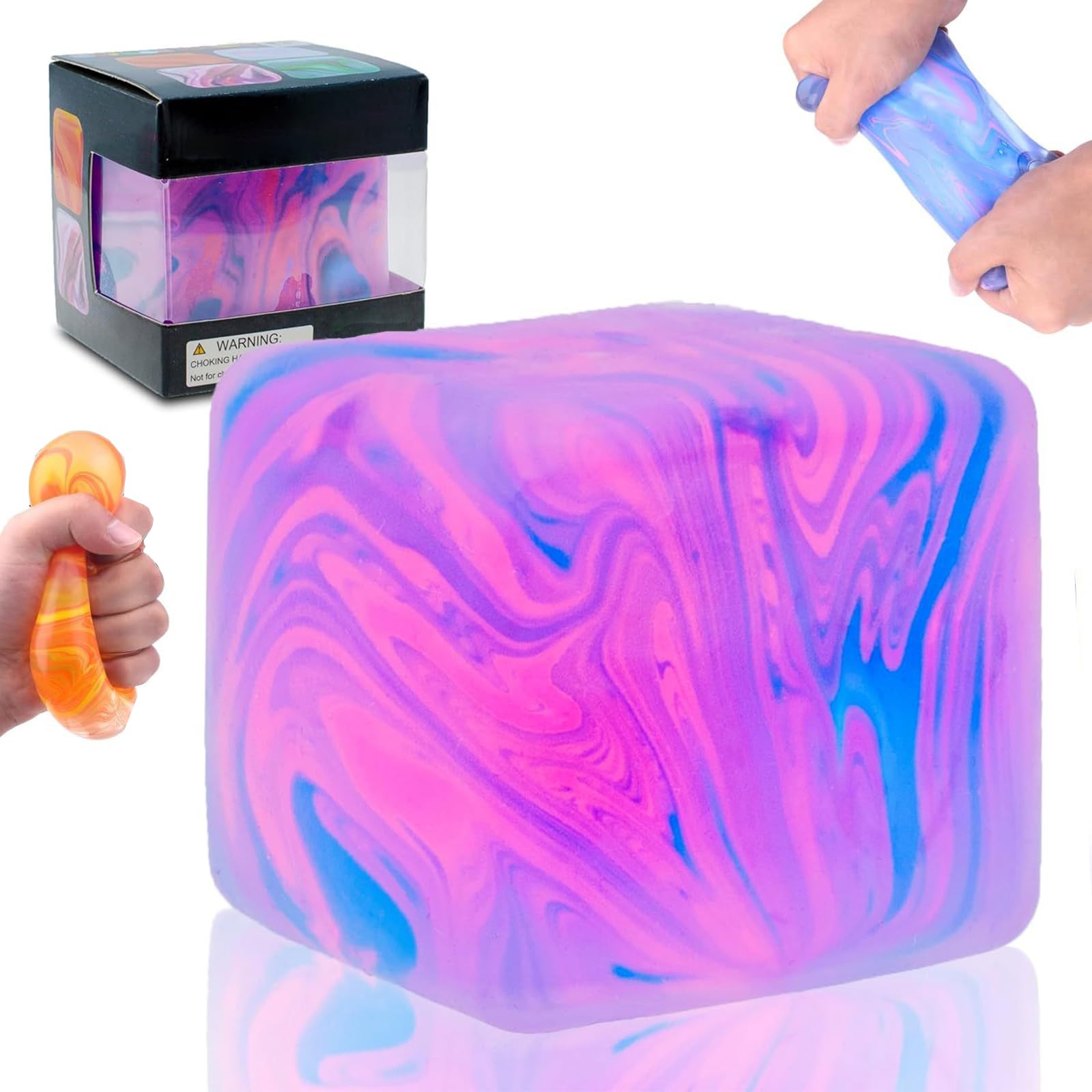 Squishy Fidget Stress Cube,Colorful Ice Cube Squishy Balls,Sensory Stress Relief Fidget Cubes With Malt Sugar Filling,Anxiety Ice Squishy Cube Sugar Balls,Gifts for Adult (A, 5x5x5cm) — image 1