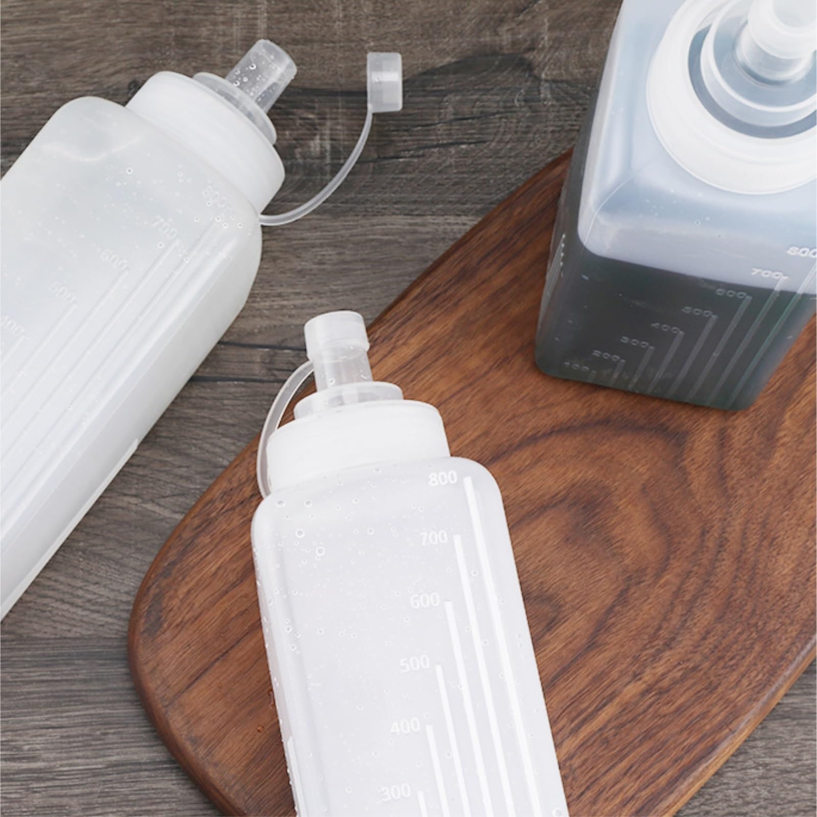 Quetschflasche Squeeze Flasche Große, Quadratische Quetschflasche, Weithals-Quetschflasche, Gewürzsauce, Quetschflasche, 5-teiliges Set Saucenflasche(800ml)