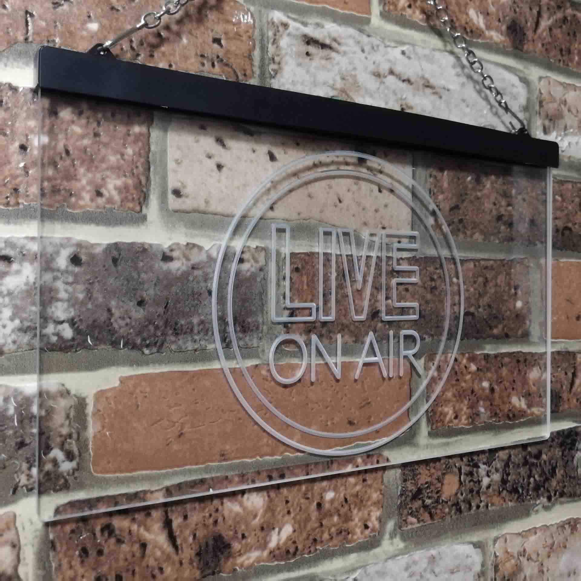 Live On Air Circle Display Dual Color LED Enseigne Lumineuse Neon Sign Vert et rouge 600 x 400mm st6s64-i3572-gr