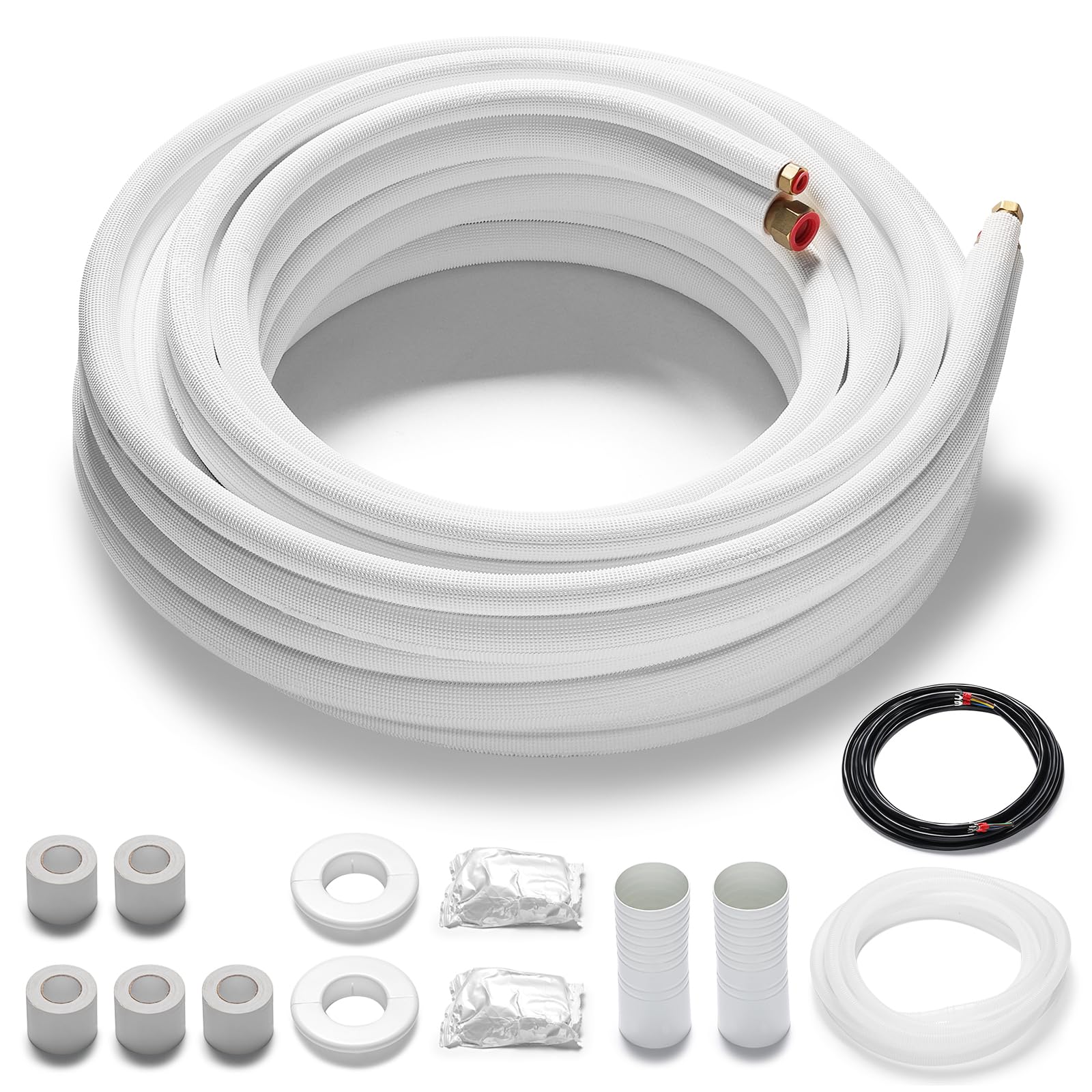 TURBRO 50 Ft. Mini Split Line Set, 1/4" &amp; 1/2" O.D. Copper Pipes Tubing