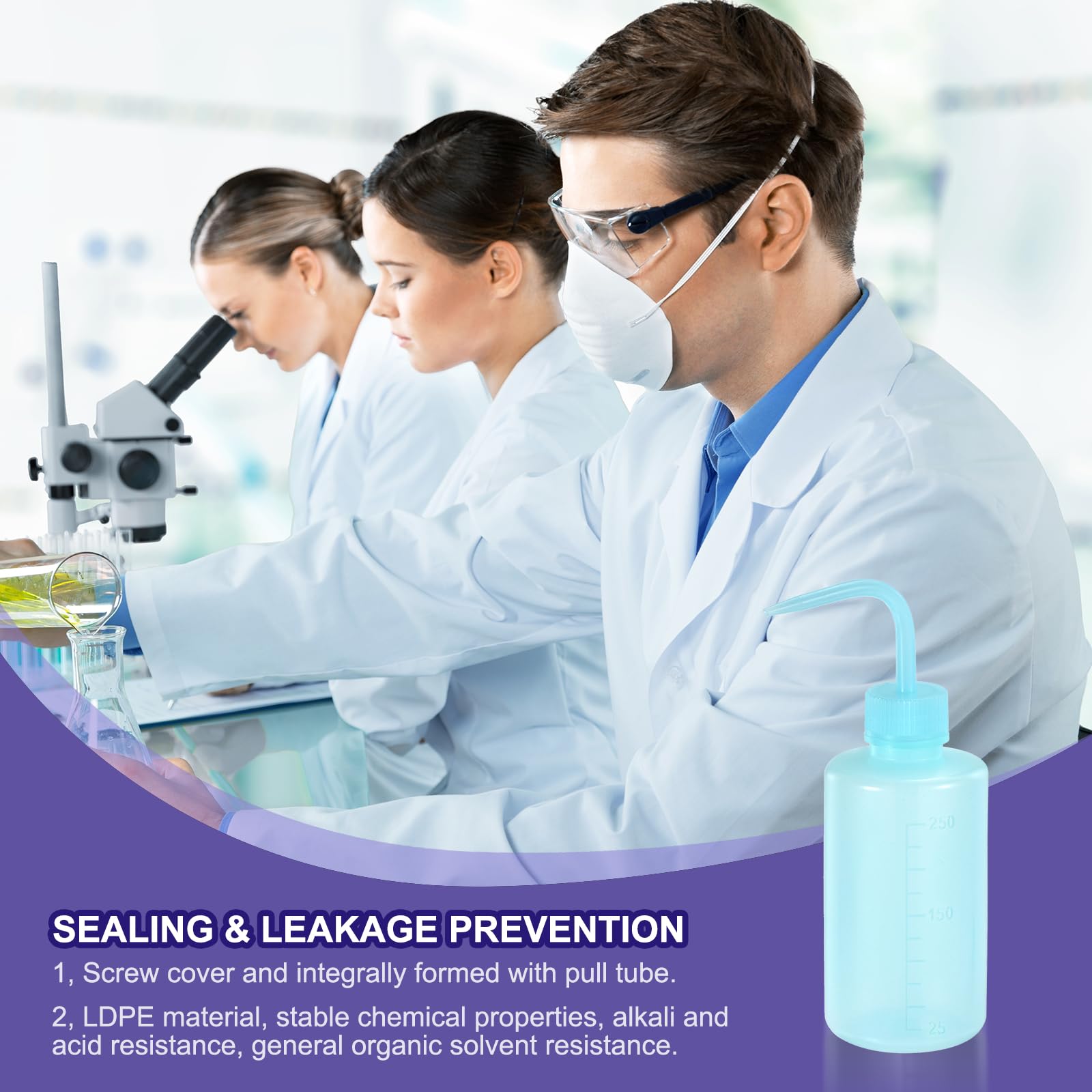 PATIKIL 18 botellas exprimibles de laboratorio de 8 onzas, botellas de plástico de seguridad de 250 ml, botella de tatuaje para limpieza, herramientas de agua, experimentos de riego de plantas,