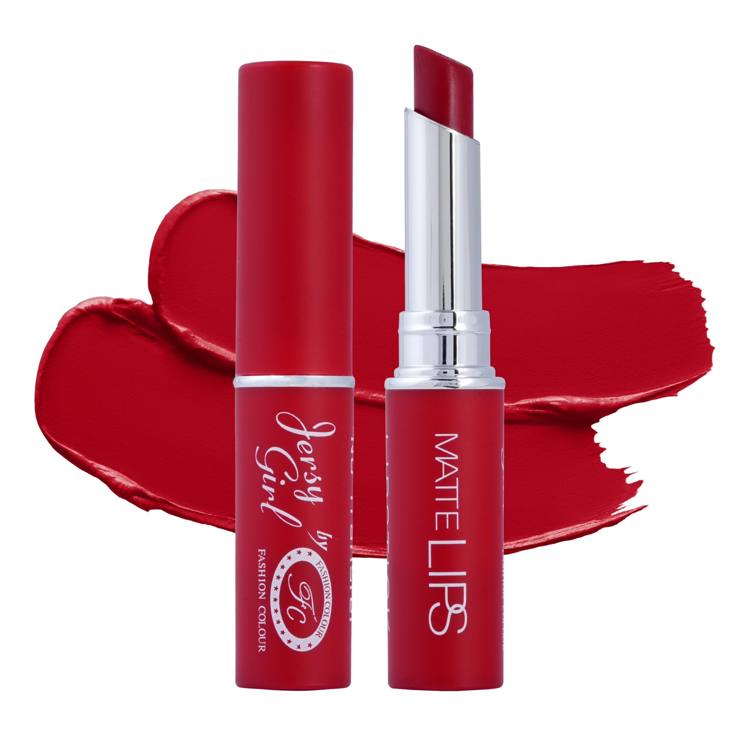 JERSEY GIRL BY FASHION GIRL Kiss Proof Lipstick | Water Resistant & Smudge Proof | Non-Drying | Lightweight | Long Stay | Creamy Matte Lipstick For Women | (SHADE NO-14_SPICY RUBY, 2g)