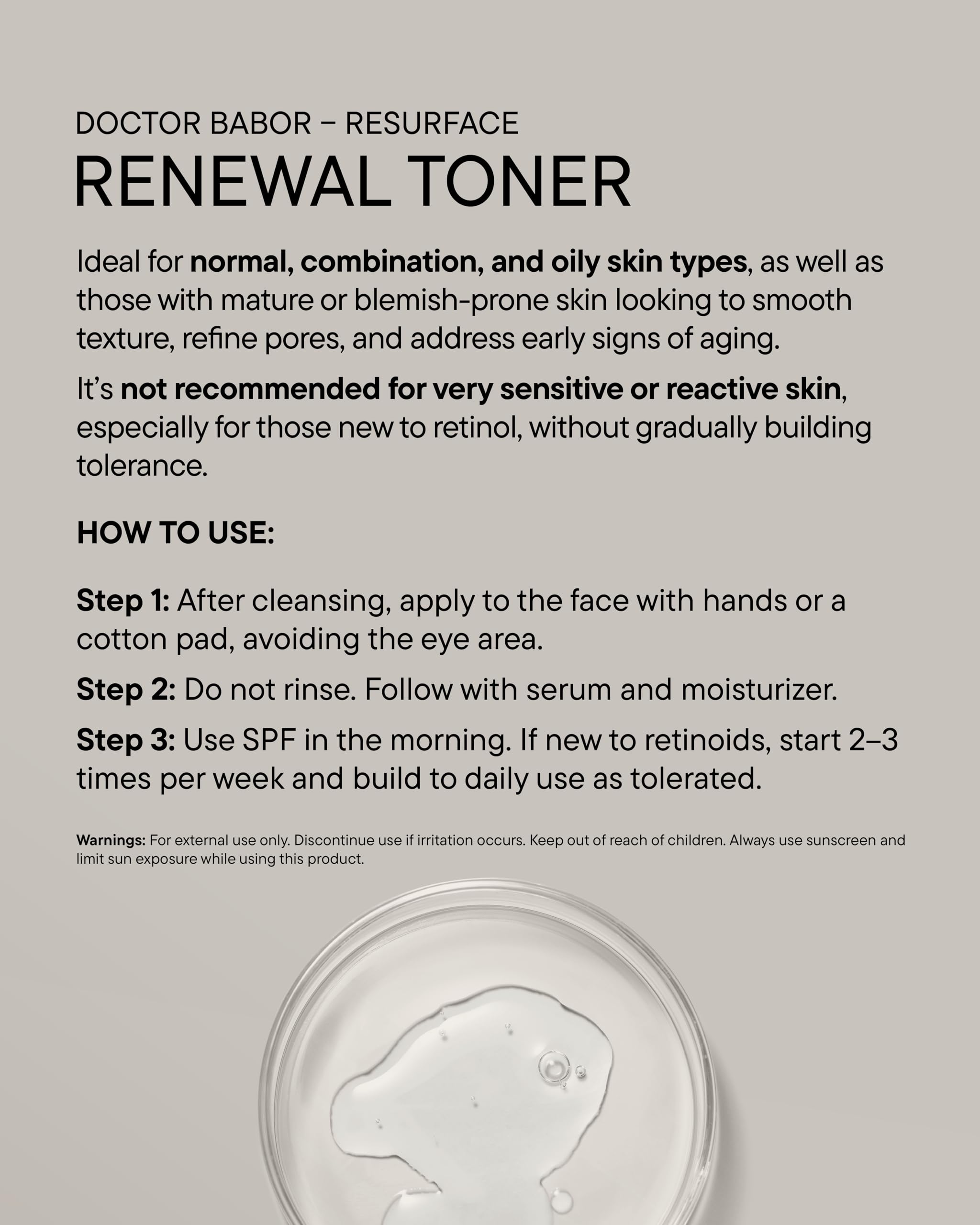 DOCTOR BABOR Renewal Toner, Smoothing & Refining Toner, Rejuvenated Complexion with Retinol & Niacinamides, Even Skin Tone and Texture, 6.76oz