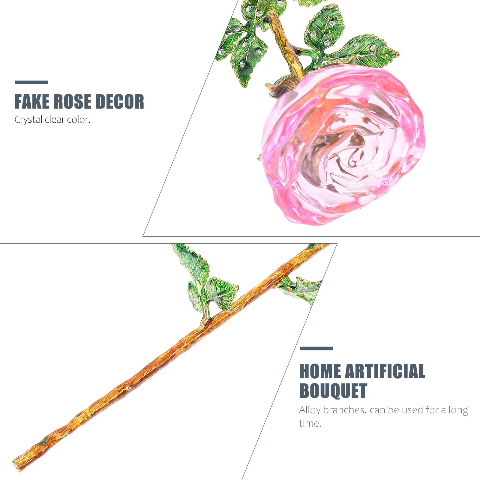 Künstlicher Rosenstrauß aus Glas mit Feiner Verarbeitung und Mehrschichtiger Optik Dekorative Künstliche Blume für Haus und Blumenarrangements