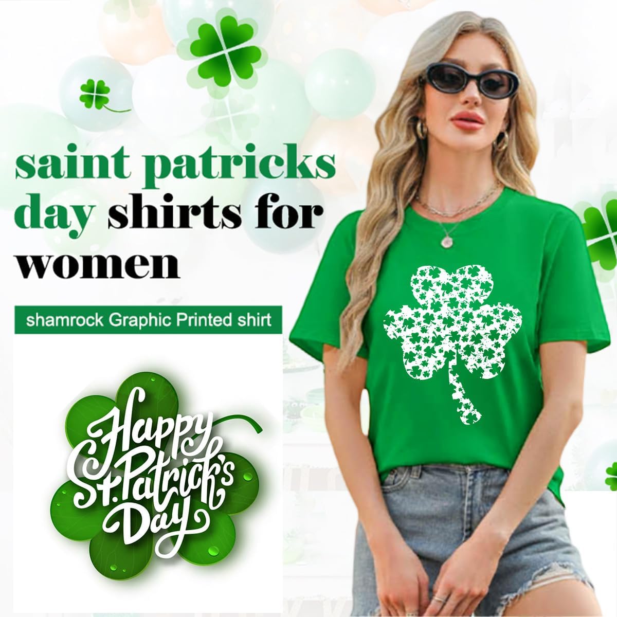 St Patricks Day Shirt Women Shamrock Graphic Tees St Patty's Lucky T-Shirt Green Irish Tops - Image 8