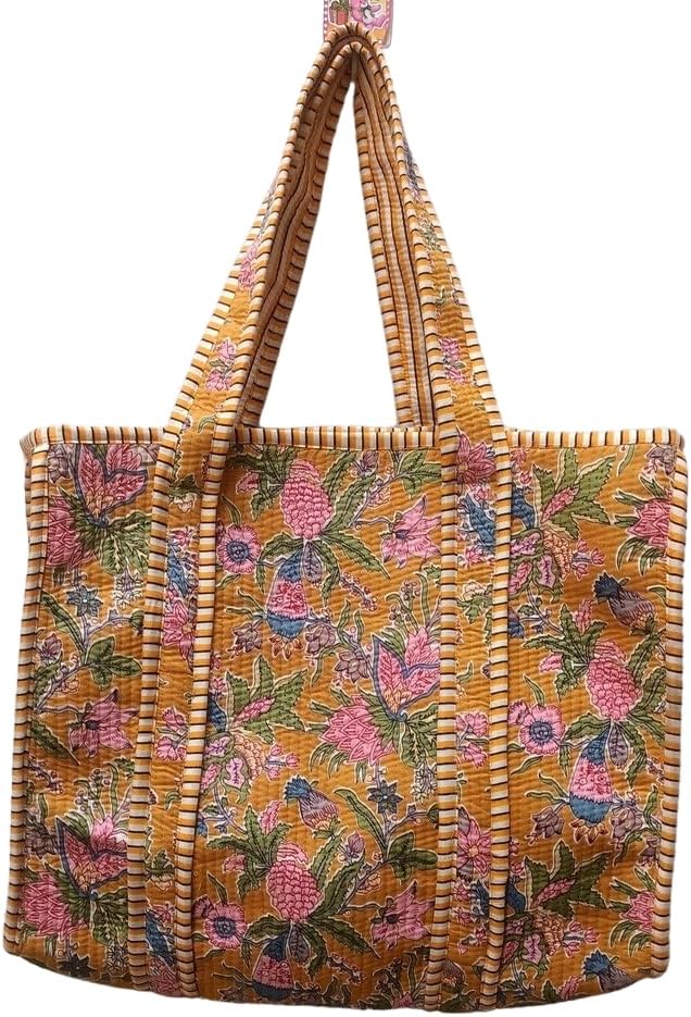 YILLE Tote Bag, Cotton Bag, Quilted Bag, Indian Handmade Bag, Bridesmaid Bag, Boho bag, Large Shopping Bag, Market Bag