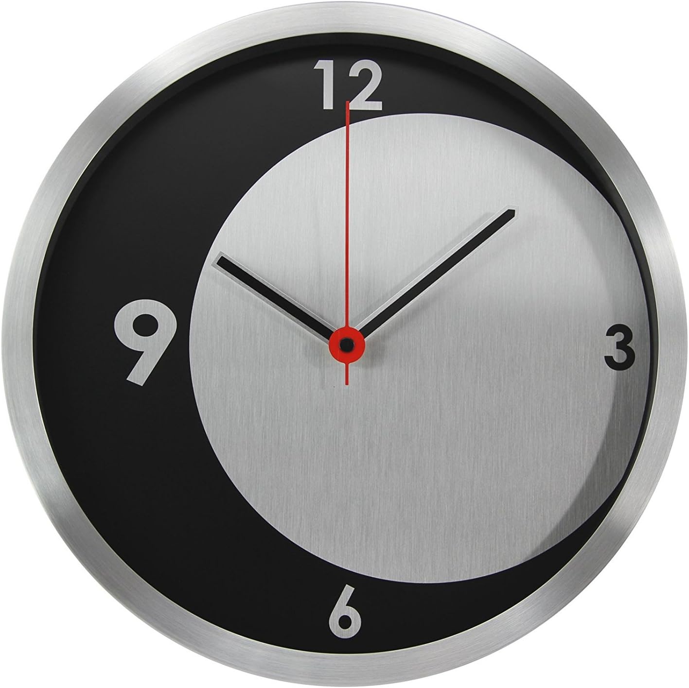TKF 12" Aluminum Modern Contemporary Wall Clock with Crescent Moon Design