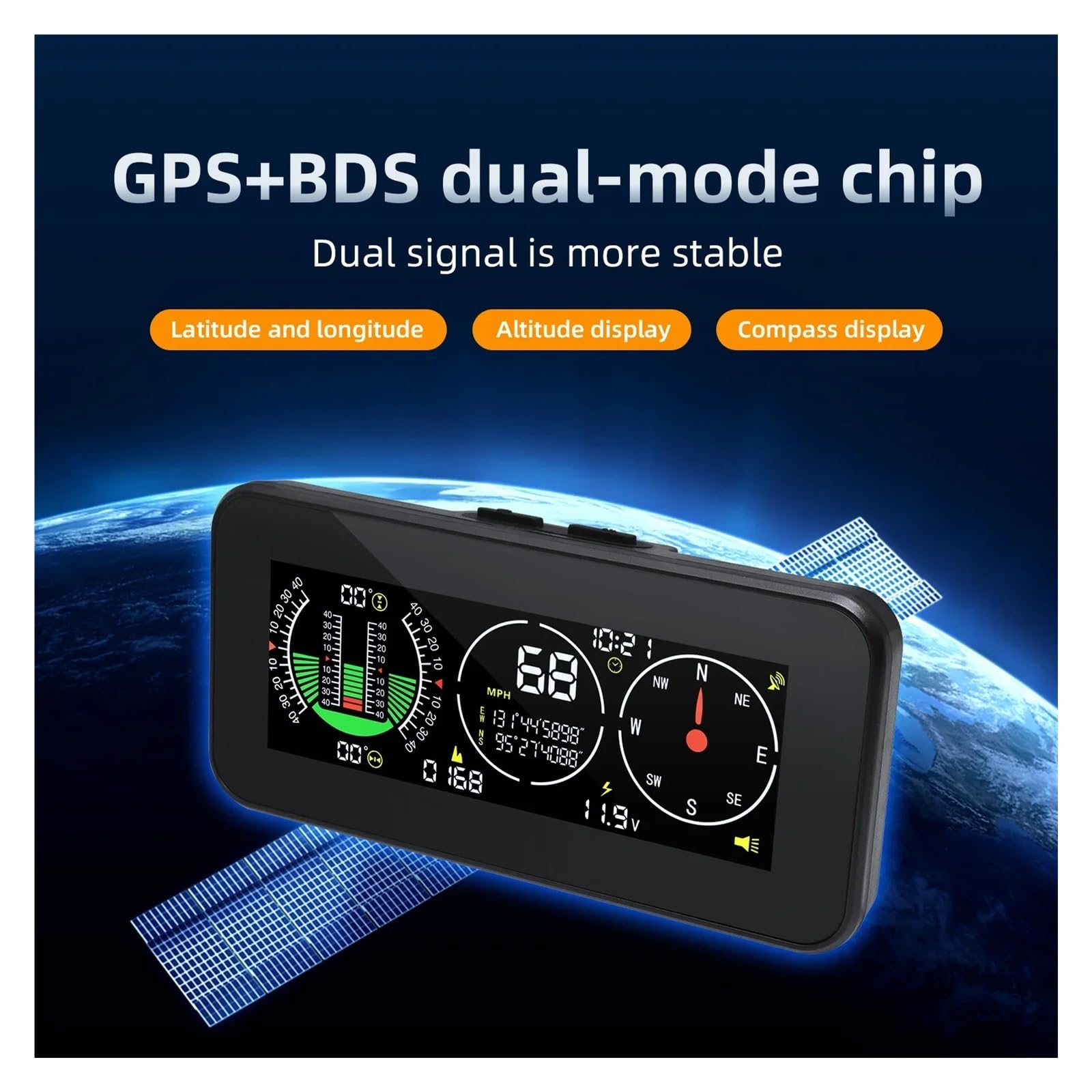 Wyświetlacz Head Up Cyfrowy Miernik Prędkości I Nachylenia Kompas Inklinometr Prędkościomierz GPS Alarm Przekroczenia Prędkości Off Road Komputer Pokładowy HUD(M60)