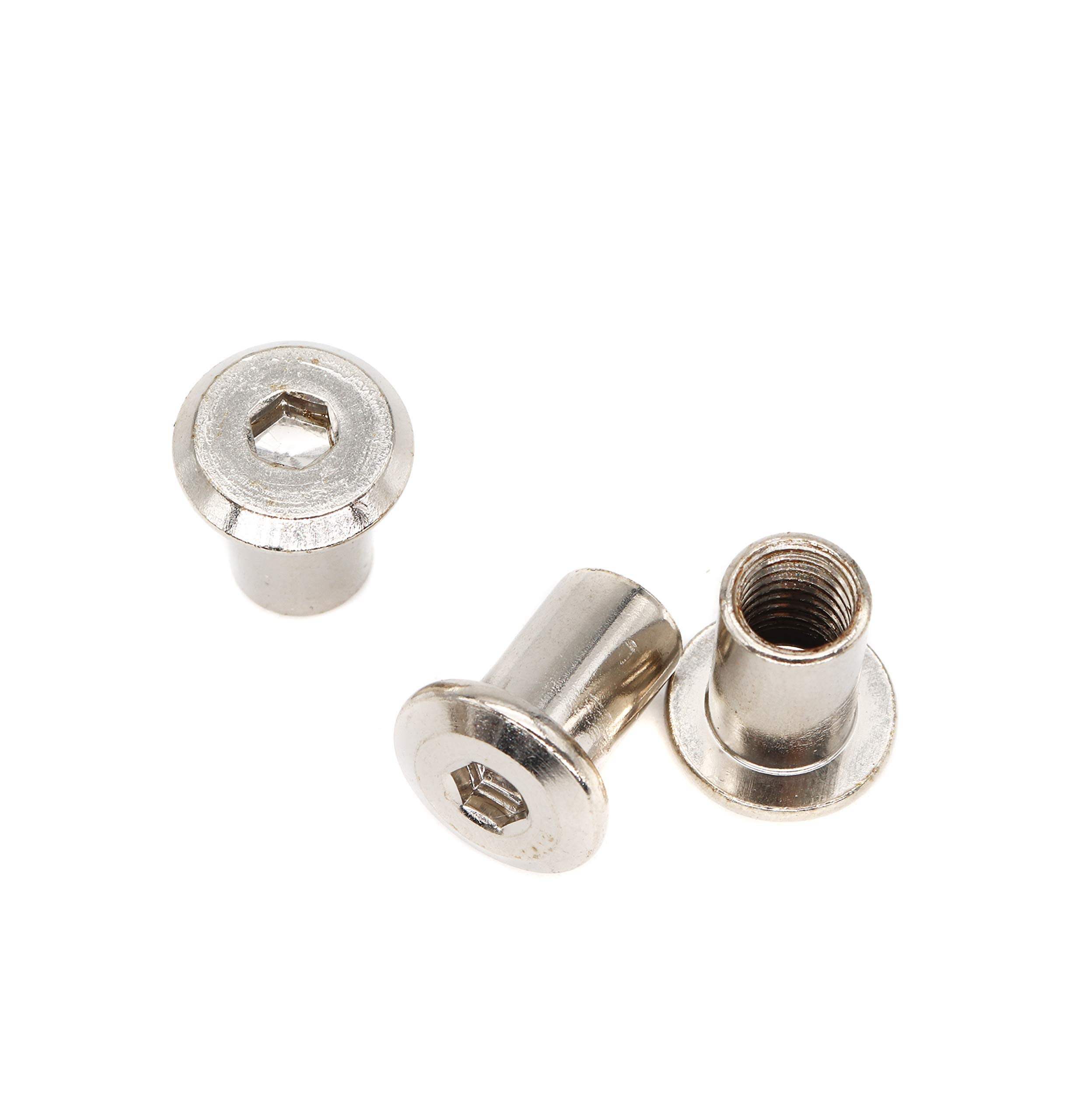 BinifuMux - 20 tuercas hexagonales avellanadas M8 x 0.591 in para muebles y camas niqueladas 3