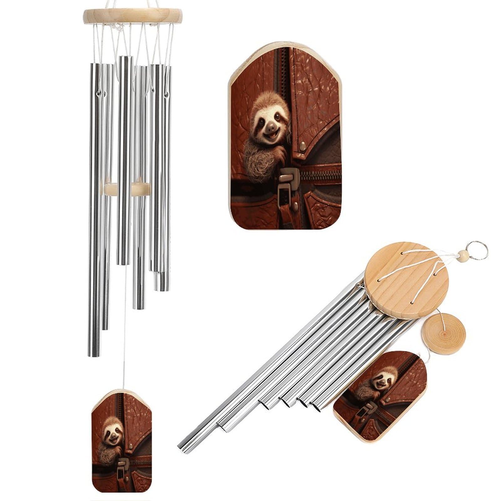 Adfgyerh Style Sloth On Zipper Wind Chimes For Outside, Memorial Windchimes Deep Tone Soothing Melodic Tones, Sympathy Wind Chimes For Patio Home Or Garden Decor
