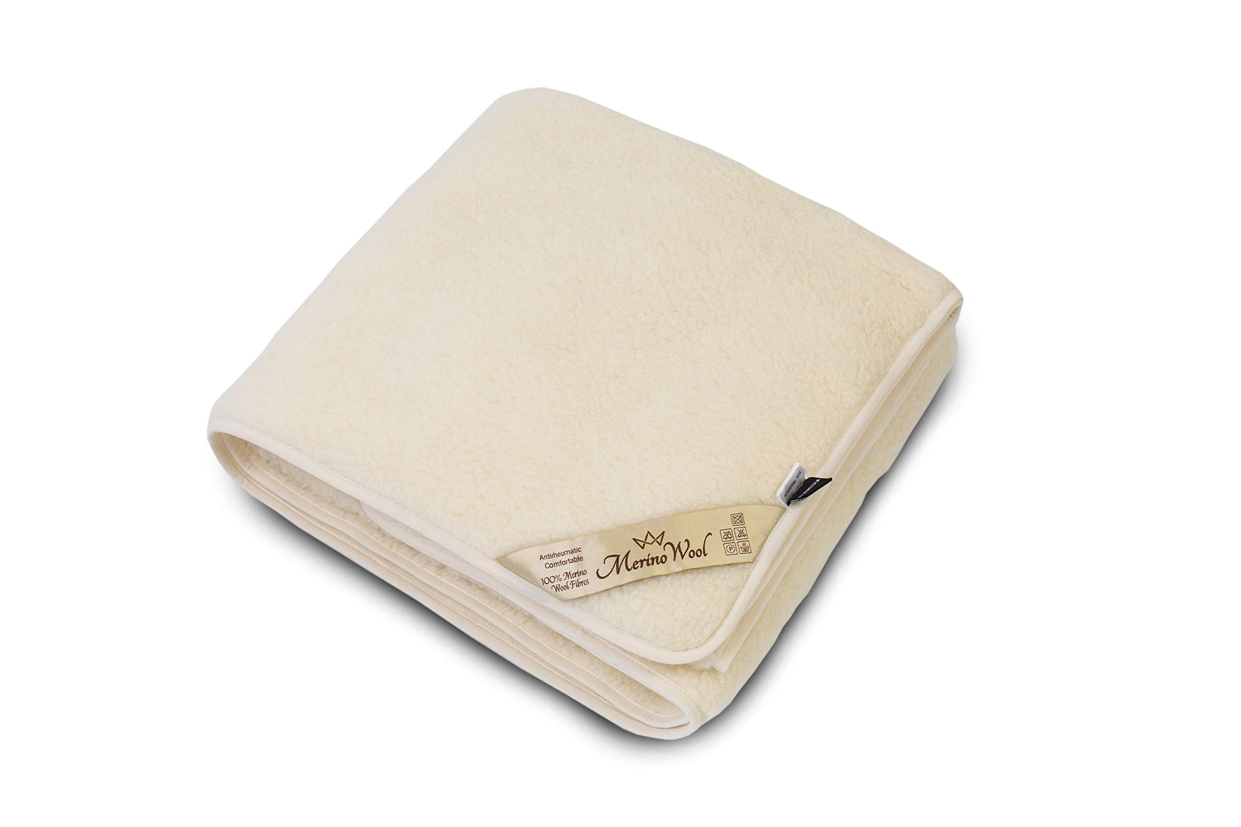 Merino Lana Manta 200 x 200 cm Wool King Blanket 200 x 200 Crema