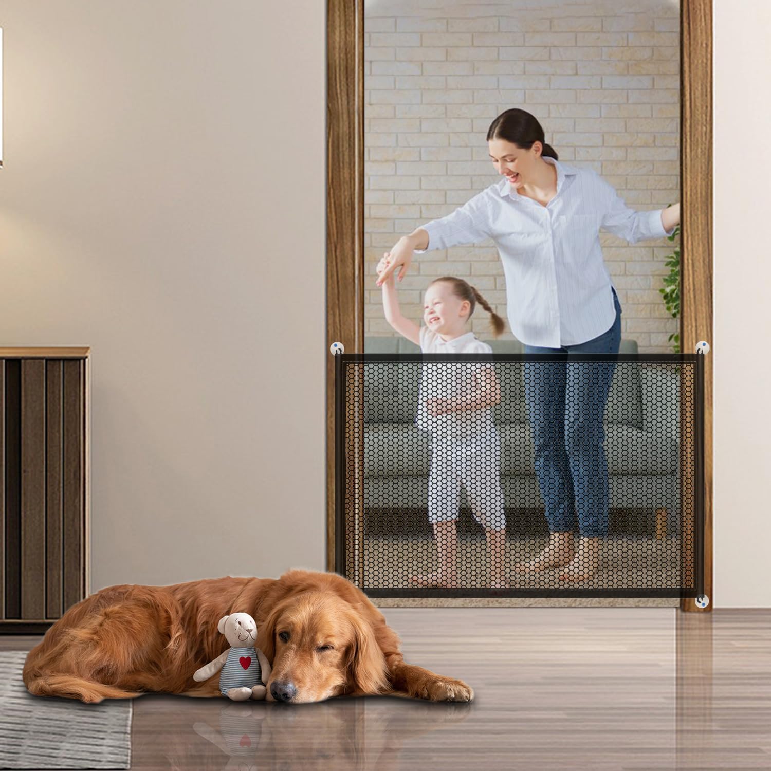 Portable Mesh Safety Gate, 28.3"X 43.3" Mesh Dog Gate