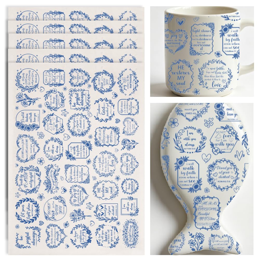 Papier décalcomanie céramique bleu pour personnaliser vos assiettes faites main