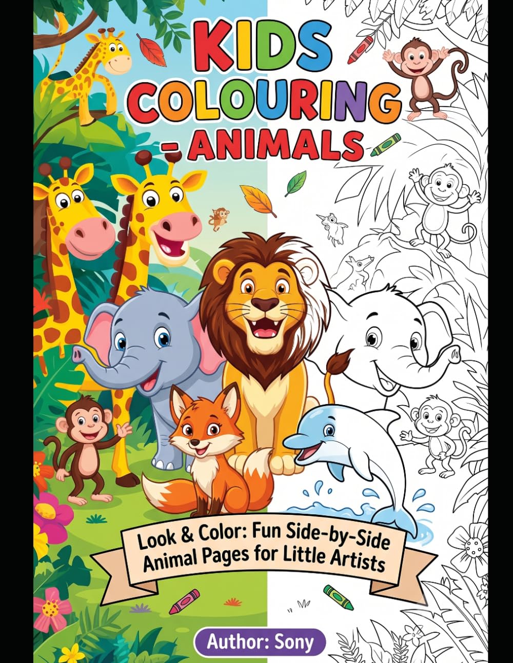 Look & Color: Fun Side-by-Side Animal Pages for Little Artists