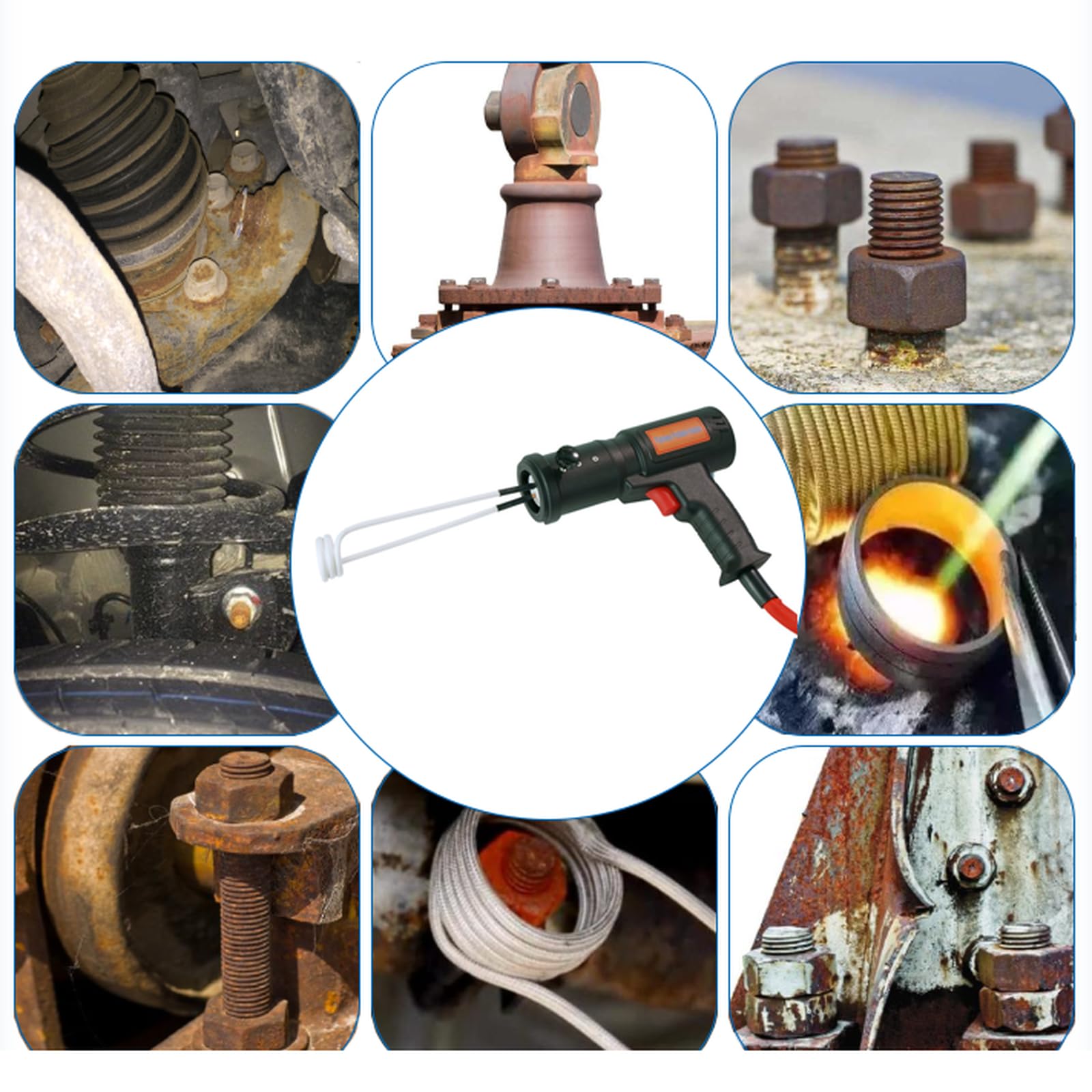 Strumento portatile per riscaldamento a induzione elettromagnetica, senza fiamma, per rimozione di bulloni, dadi, cuscinetti, con custodia, per auto, fai da te e lavori in metallo