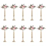 Vases for Centerpieces 10 Pcs Gold Vases Wedding Centerpieces for Tables Versatile Metal Flower Arrangement for Wedding Party Dinner Centerpiece Decor (Gold, 19.7