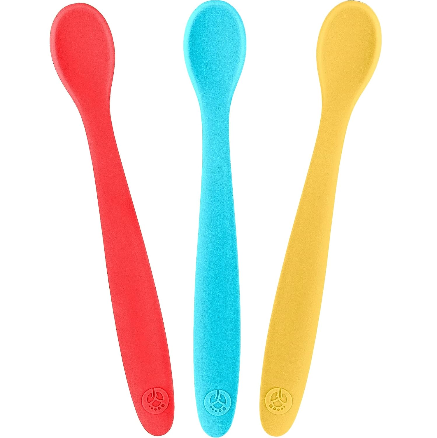 WeeSprout Silicone Baby Spoons - First Stage Infant Feeding Utensils With Soft-Tip, Bendable Kitchenware for Parent & Self-Feeding, Ultra-Durable, Dishwasher Safe, Travel Case, Set of 3