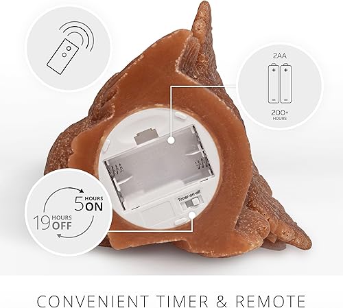 Miniatura 4 de Luminara Vela LED parpadeante sin llama de pavo (5.25 x 6 pulgadas), cera real sin perfume con acabado tiza, función de tiempo, decoración de