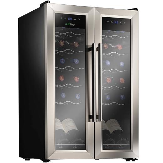 NutriChef PKCWC24 Dual Zone Cooler for White and Red Wines Chiller, Freestanding Compact Countertop Mini Fridge 24 Bottle w/Digital Control, Black