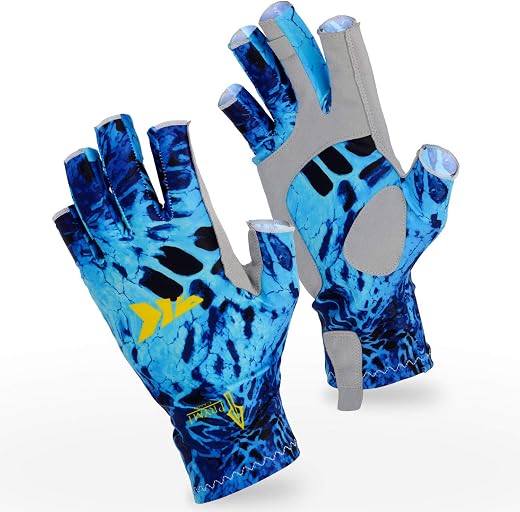 KastKing Sol Armis UPF50+ Fingerless Fishing Gloves, Men and Women | Padded Microfiber Palms | Easy Pull Tabs | Ideal for Kayaking, Rowing, Paddling, Canoeing, Hunting, Hiking & Cycling