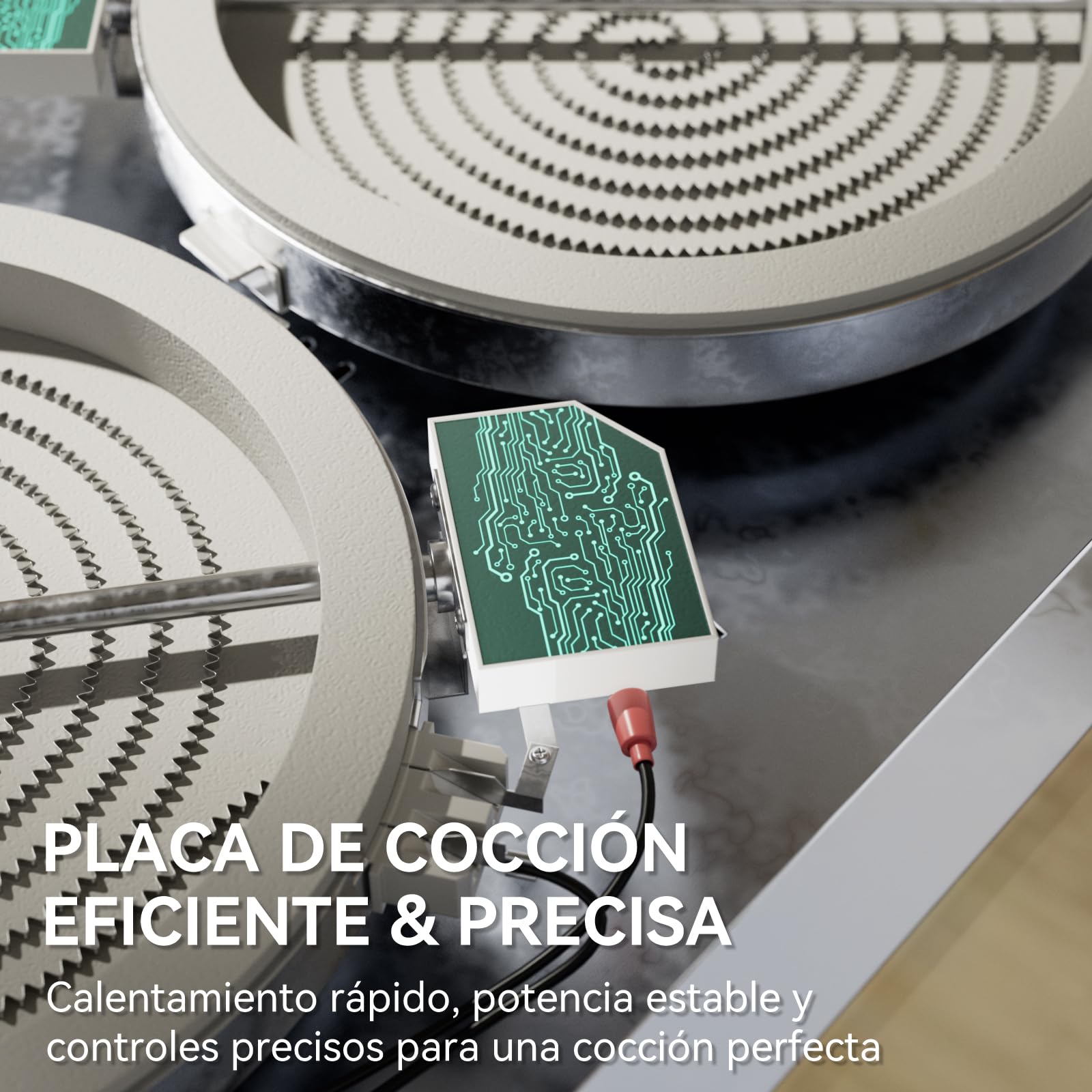 Hermitlux Placa Vitroceramica 4 Fuegos 59cm, 6600W, 9 Niveles, Sin Enchufe