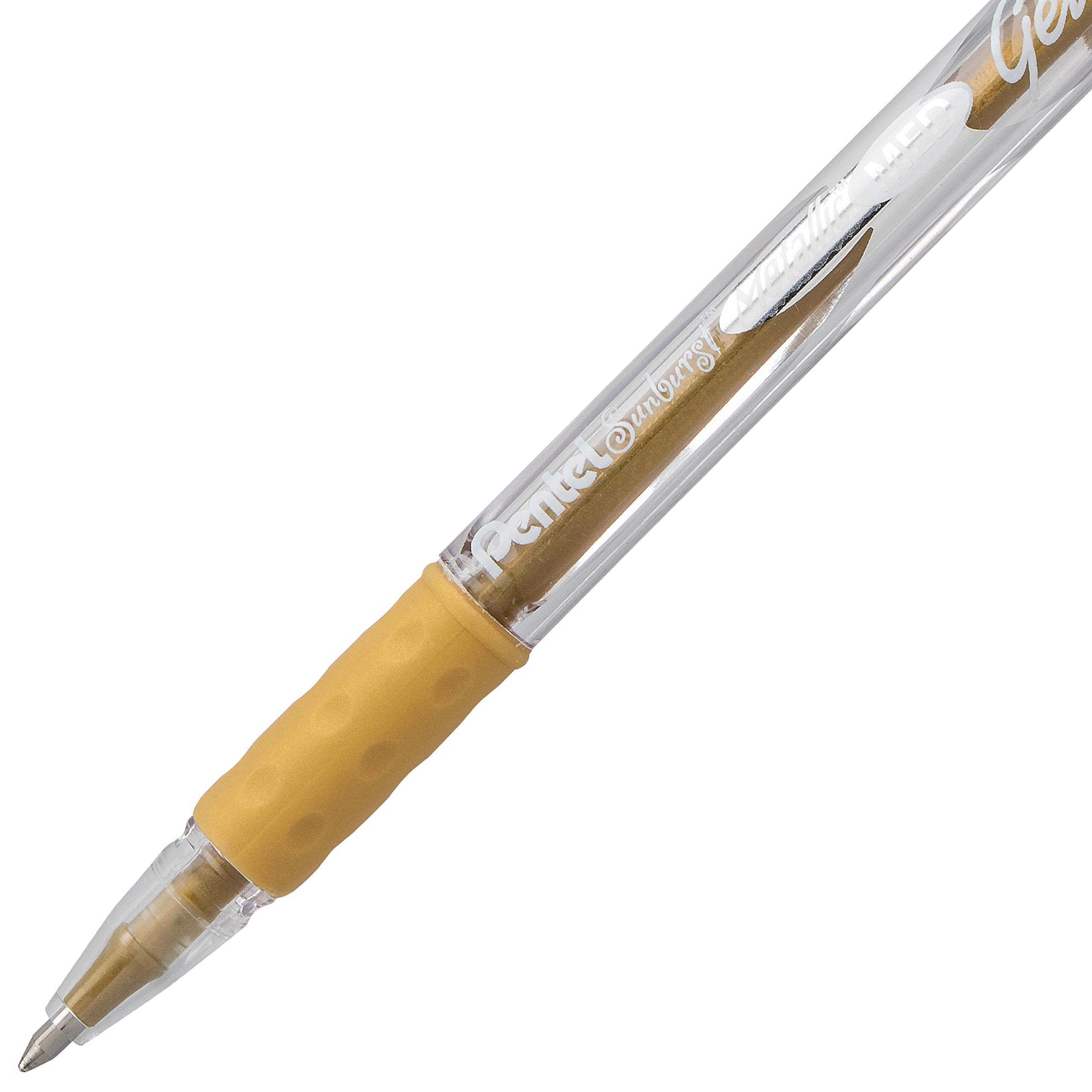 Pentel Arts Sunburst métallique Stylo à encre gel, Medium Ligne, permanent, Lot de 5, assortis d'encre (K908mbp5)