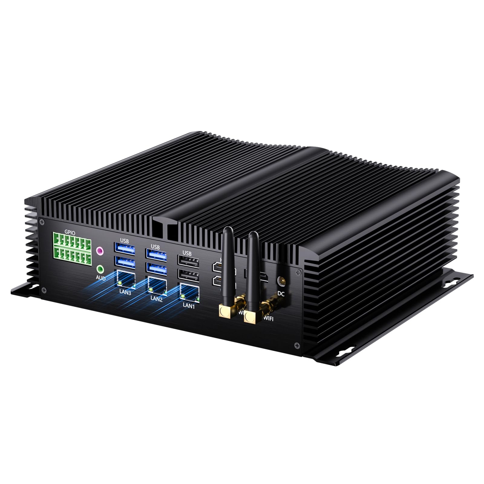 Industrial Mini PC, Fanless Desktop Computer Core i7-1260P 12 Cores, Win-11 Pro, 32G DDR5, 1T NVME SSD, 9-36V Wide Voltage, 4K DP/HD, 3x2.5G LAN, COM RS232/422/485 Ports, PS2/GPIO, WiFi6-image-37