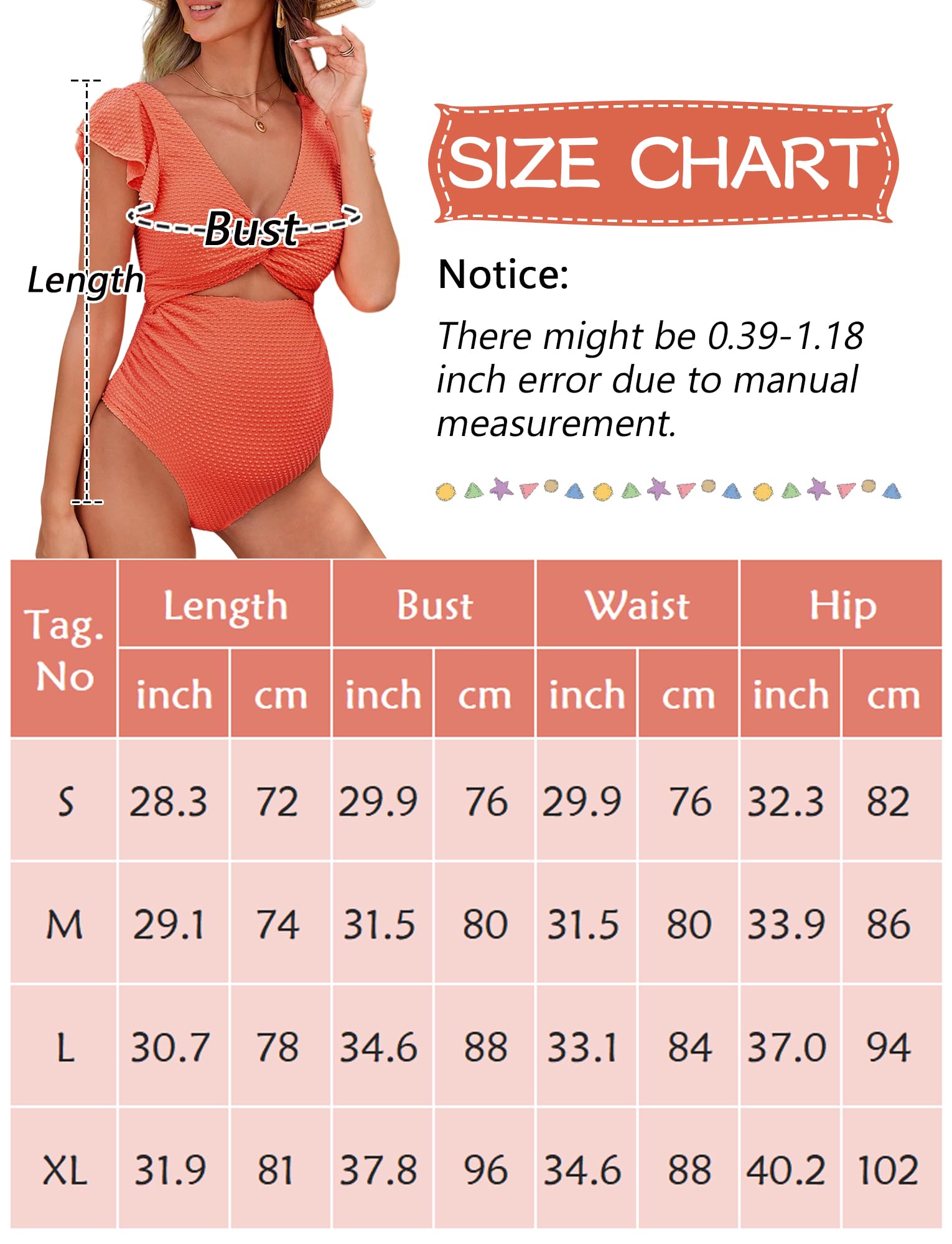 FEOYA Costume da Bagno di maternità a Balze con Scollo a V Costume da Bagno Estivo in Bikini Mare Spiaggia per la Gravidanza S-XL