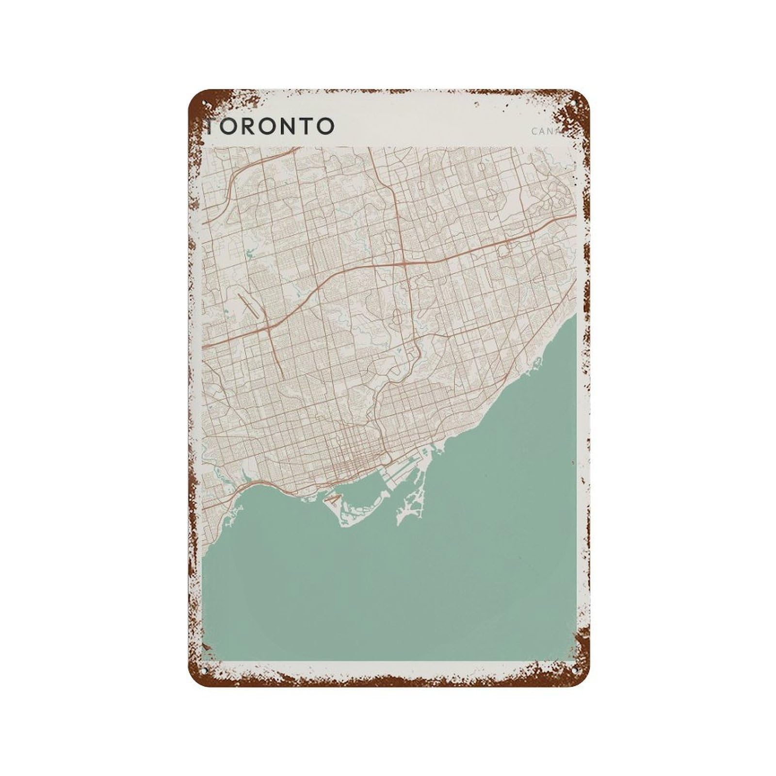 xiaoxiaoshen Toronto Map City Travel Canada Ontario Wall Decor Art Metal Tin Poster Modern Home Decor Art Home Bar Shop Decorations Vintage Sign 30x20cm